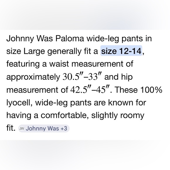 Johnny Was Paloma Wide Leg Floral Embroidered Women's Pants - Picture 10 of 10